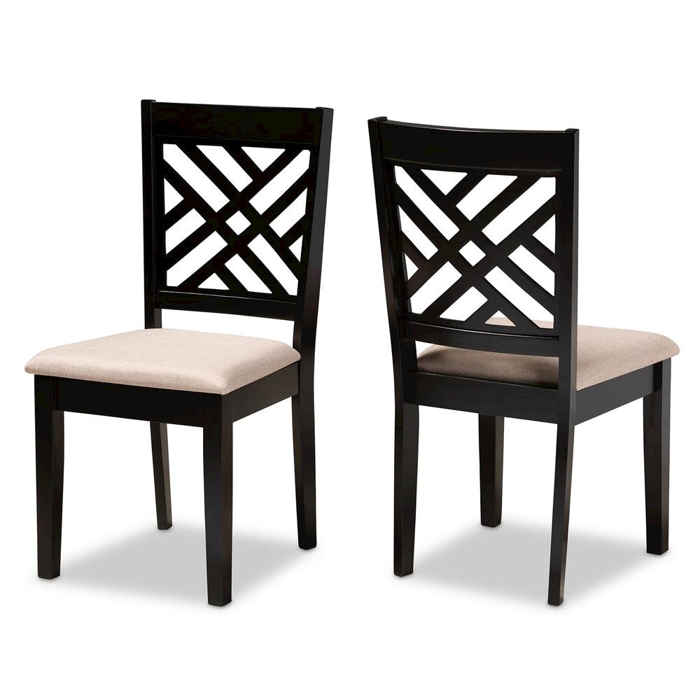 Fabric Upholstered Espresso Brown Finished Wood 2-Piece Dining Chair Set Set. Picture 8