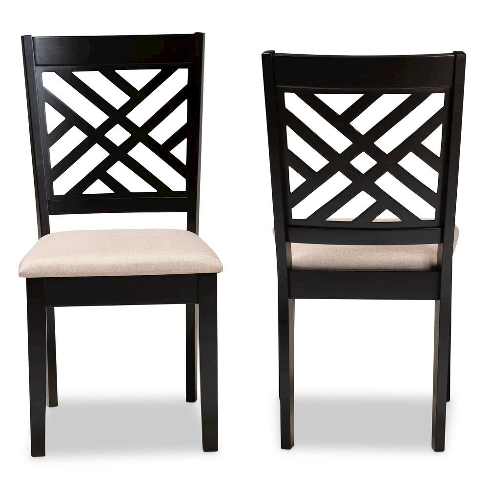 Fabric Upholstered Espresso Brown Finished Wood 2-Piece Dining Chair Set Set. Picture 9