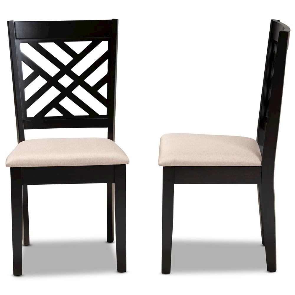 Fabric Upholstered Espresso Brown Finished Wood 2-Piece Dining Chair Set Set. Picture 10