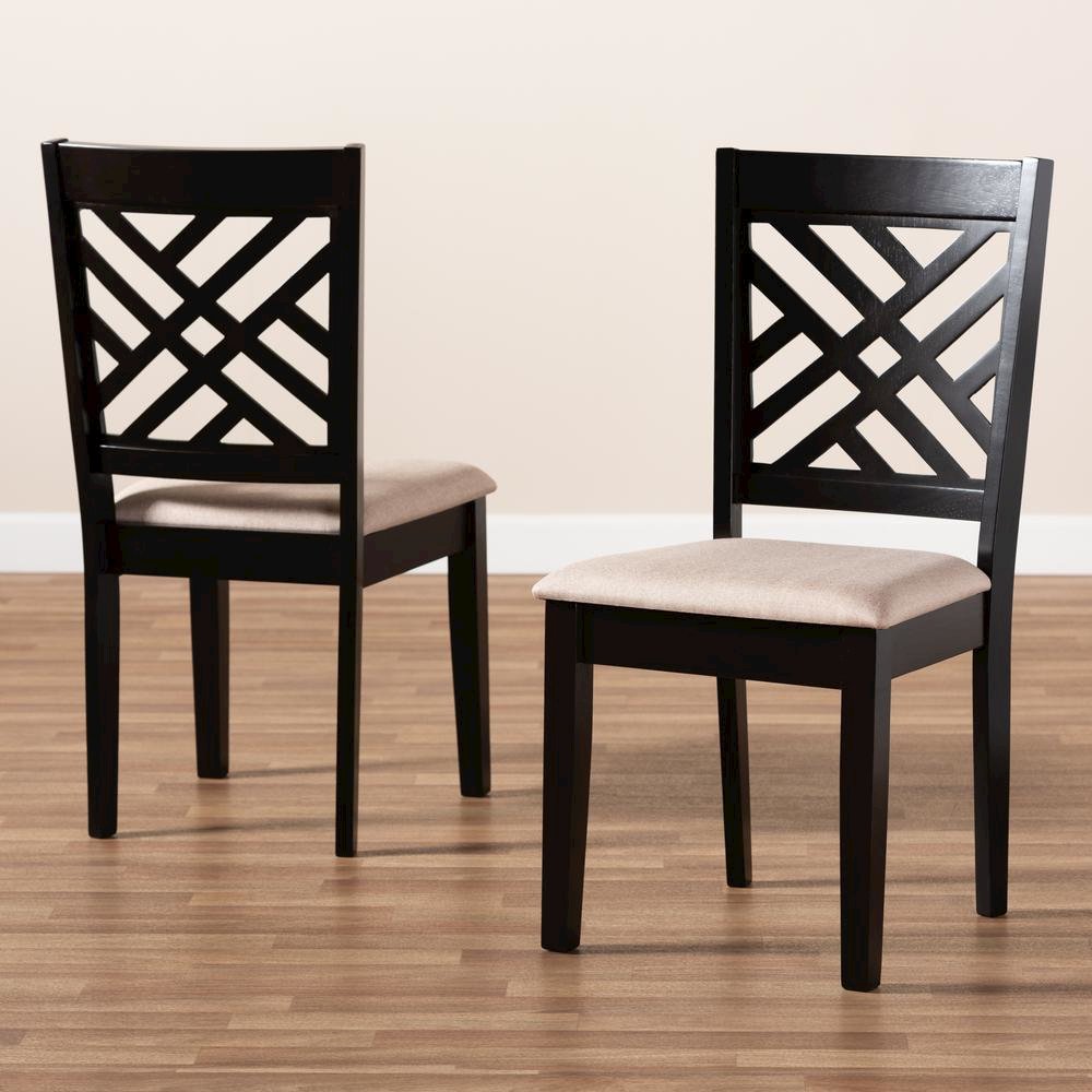 Fabric Upholstered Espresso Brown Finished Wood 2-Piece Dining Chair Set Set. Picture 13