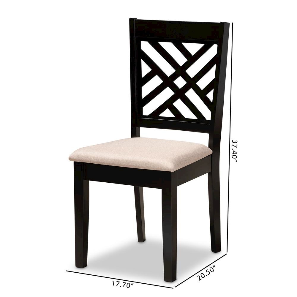 Fabric Upholstered Espresso Brown Finished Wood 2-Piece Dining Chair Set Set. Picture 14