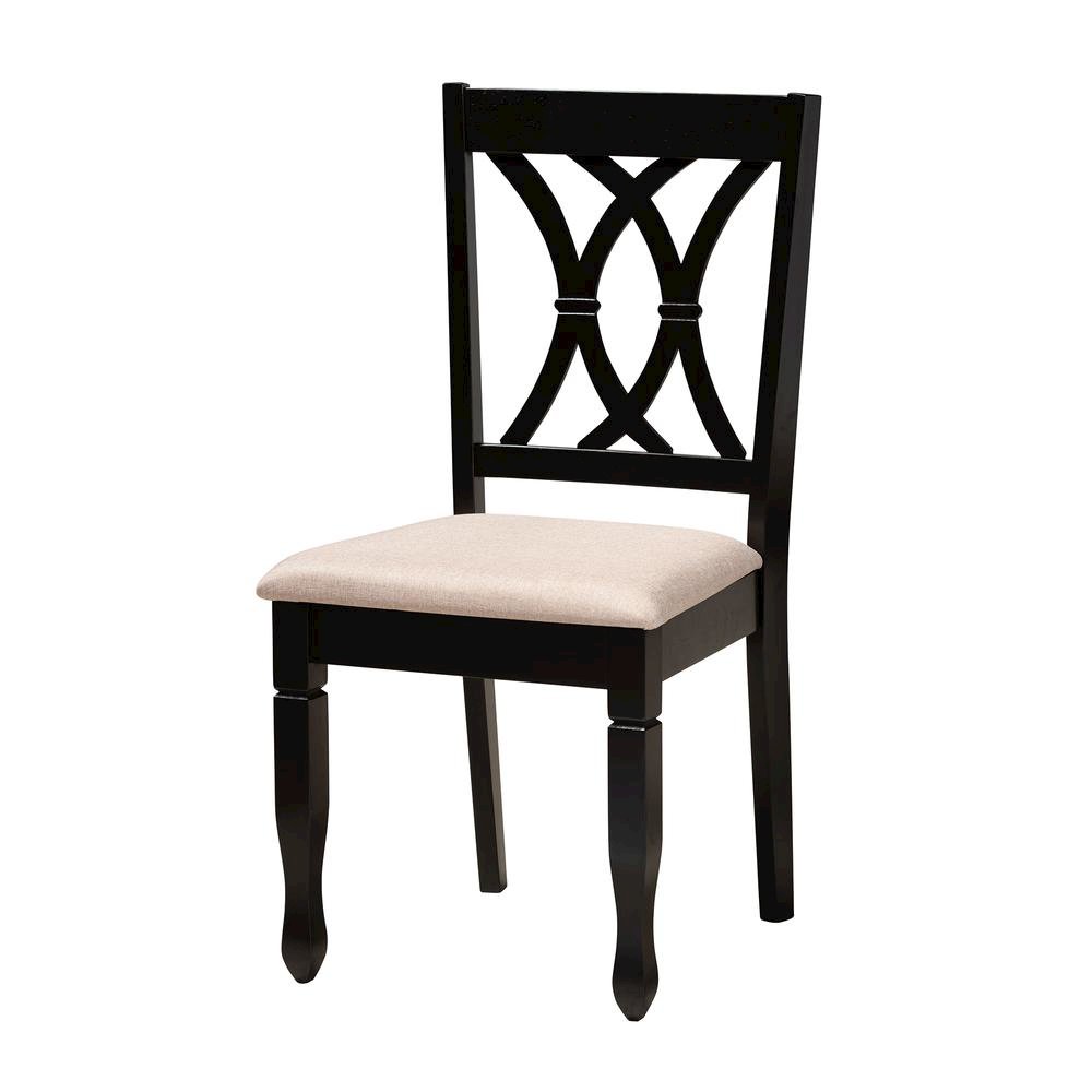 Maya Modern Beige Fabric and Espresso Brown Finished Wood 7-Piece Dining Set. Picture 12