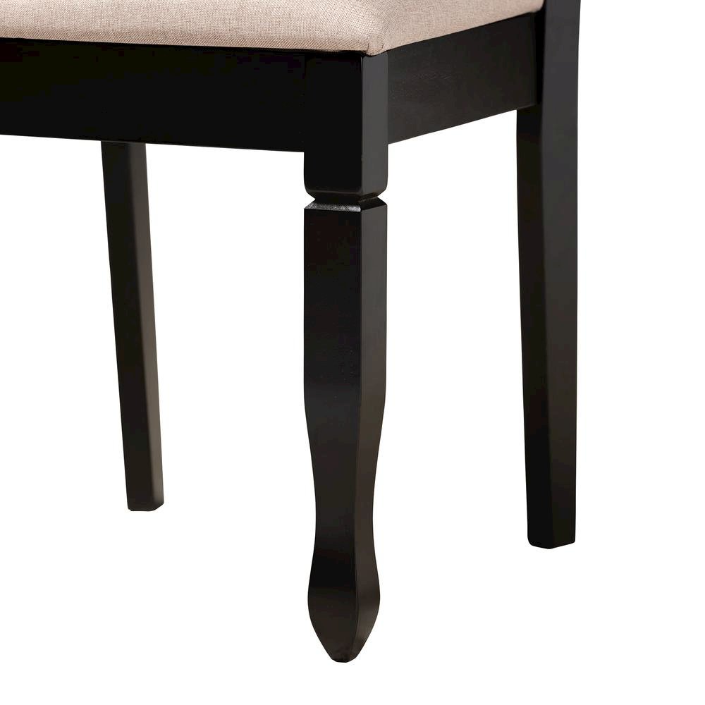 Maya Modern Beige Fabric and Espresso Brown Finished Wood 7-Piece Dining Set. Picture 16