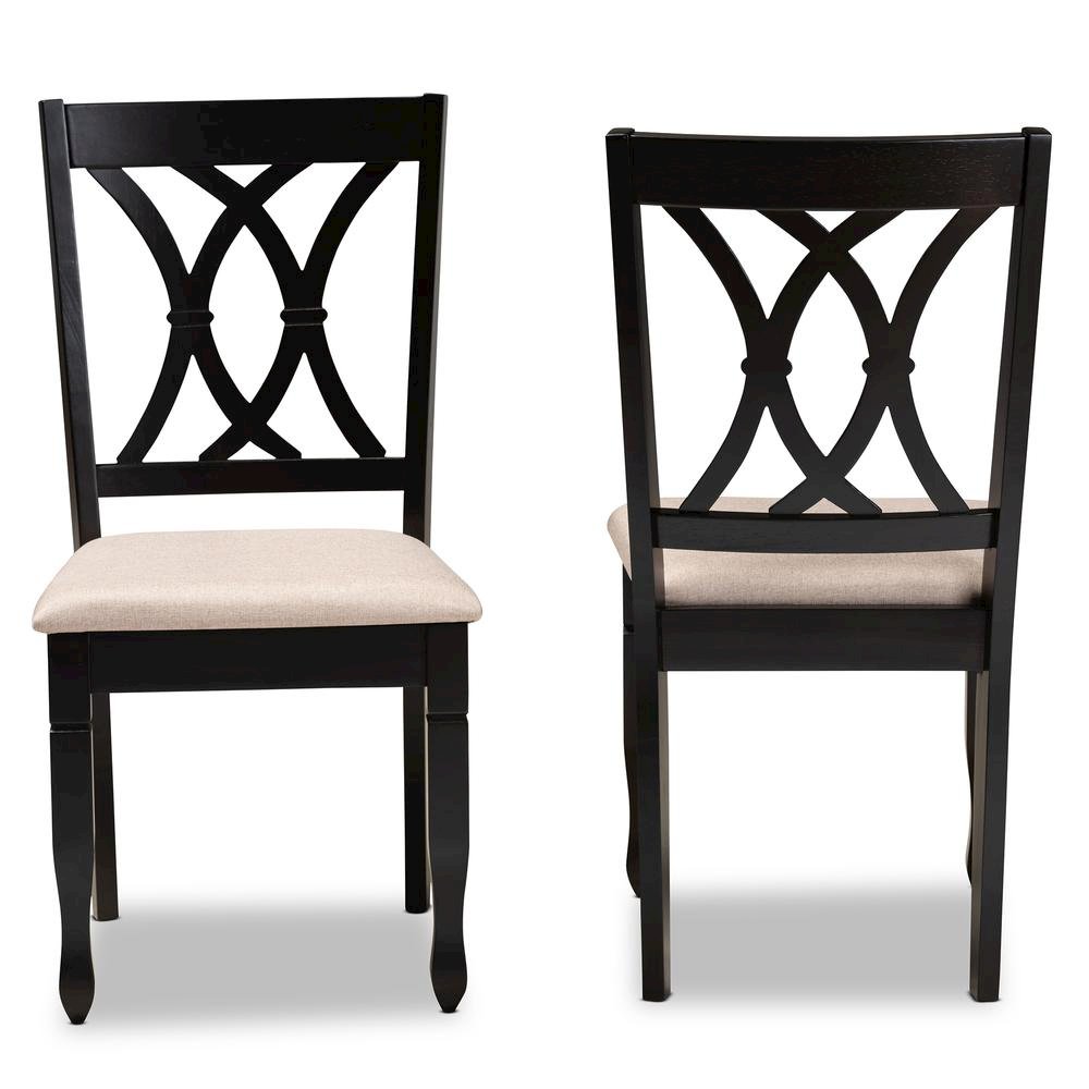 Fabric Upholstered Espresso Brown Finished Wood 2-Piece Dining Chair Set Set. Picture 10