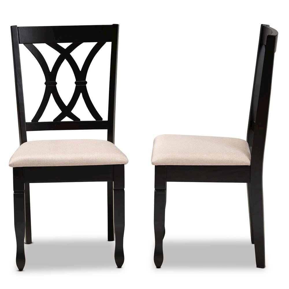 Fabric Upholstered Espresso Brown Finished Wood 2-Piece Dining Chair Set Set. Picture 11