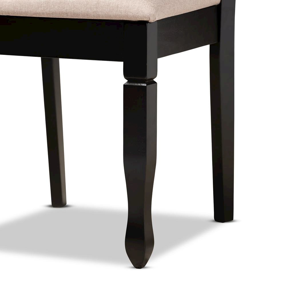 Fabric Upholstered Espresso Brown Finished Wood 2-Piece Dining Chair Set Set. Picture 13