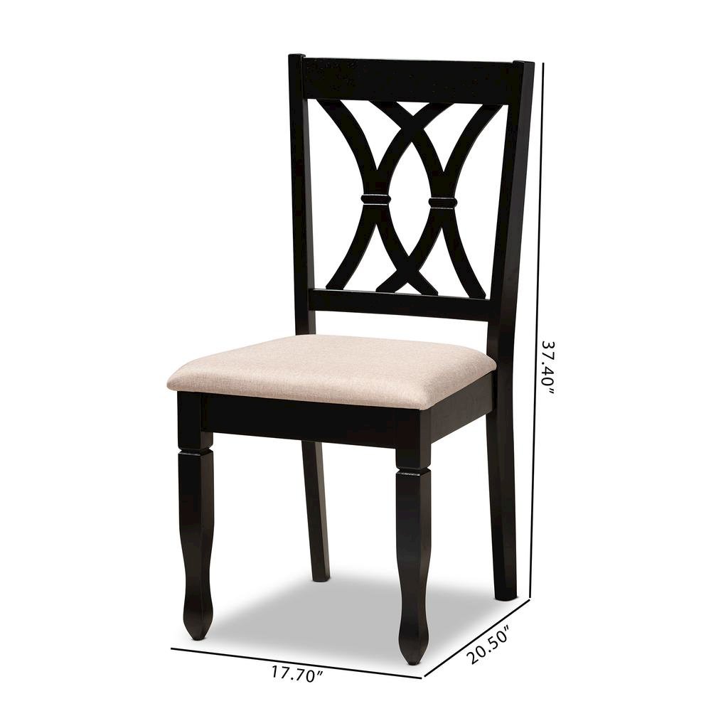 Fabric Upholstered Espresso Brown Finished Wood 2-Piece Dining Chair Set Set. Picture 16