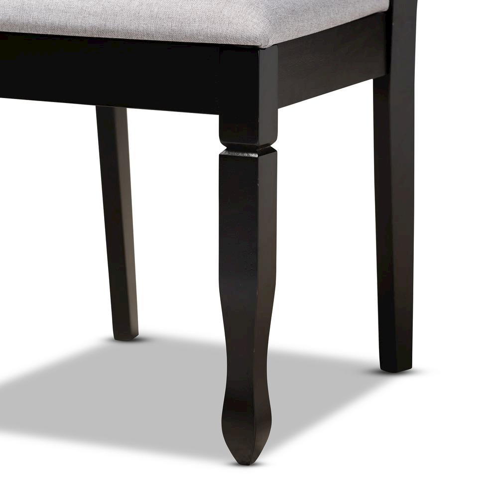 Grey Fabric Upholstered Espresso Brown Finished Wood 7-Piece Dining Set. Picture 13