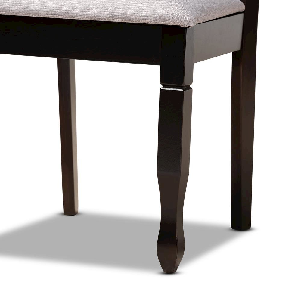 Grey Fabric Upholstered and Dark Brown Finished Wood 7-Piece Dining Set. Picture 15