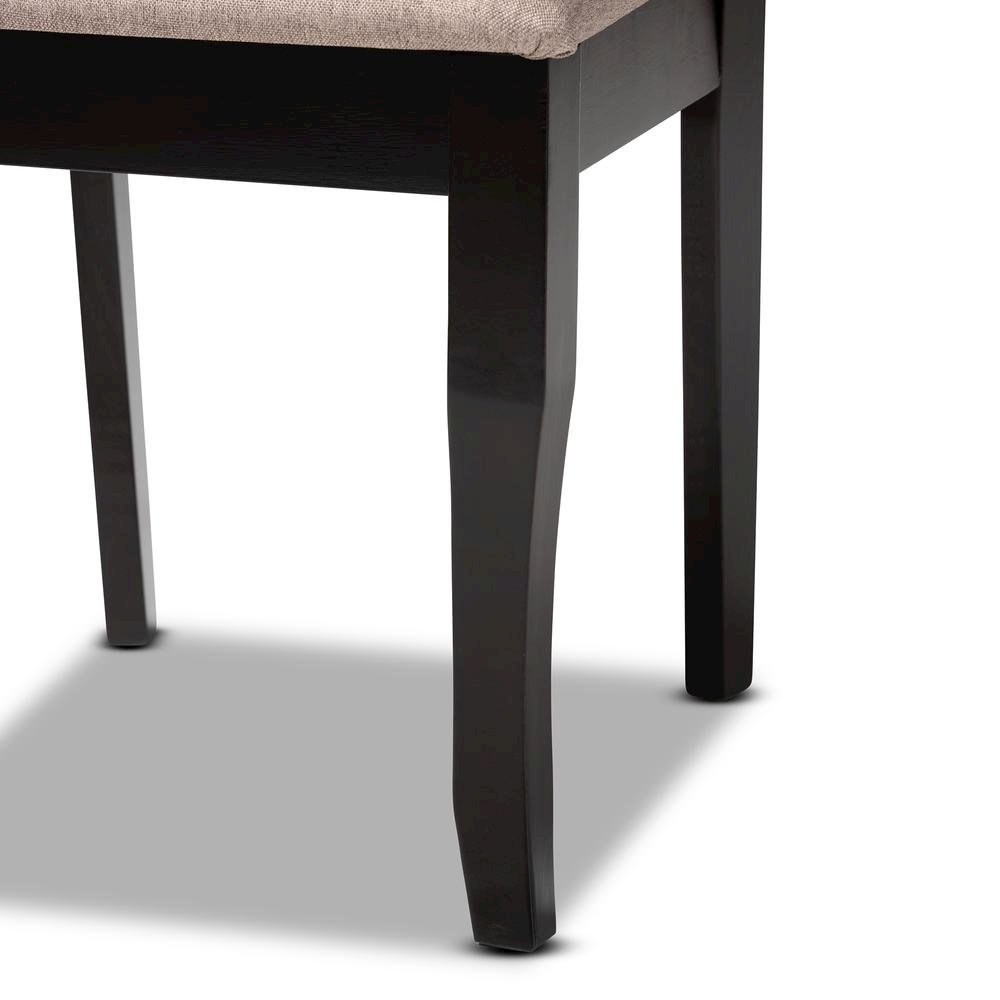 Sand Fabric Upholstered Dark Brown Finished 7-Piece Wood Dining Set. Picture 15