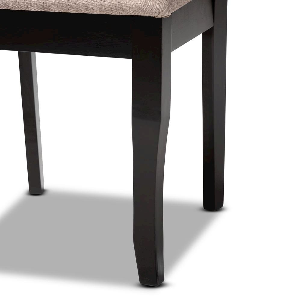 Sand Fabric Upholstered Dark Brown Finished 2-Piece Wood Dining Chair Set. Picture 13