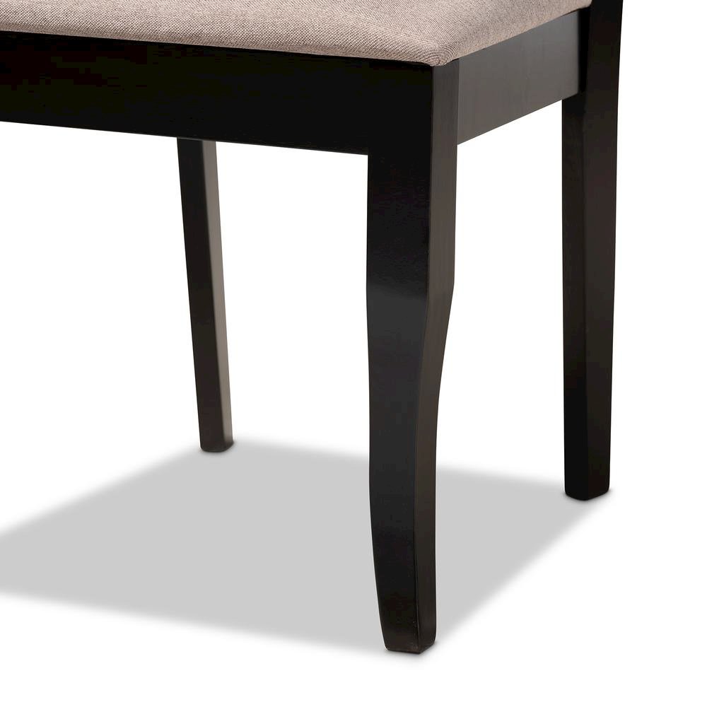 Sand Fabric Upholstered and Espresso Brown Finished Wood 7-Piece Dining Set. Picture 13
