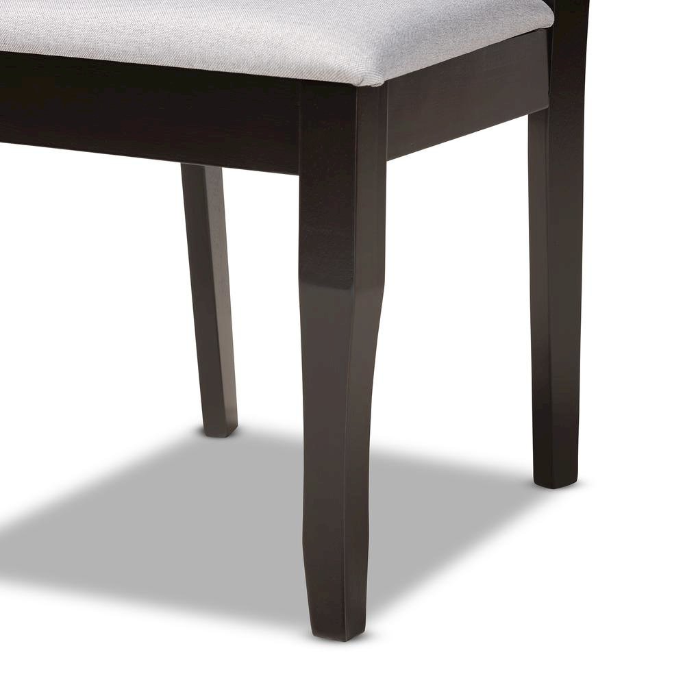 Grey Fabric Upholstered and Dark Brown Finished Wood 7-Piece Dining Set. Picture 15