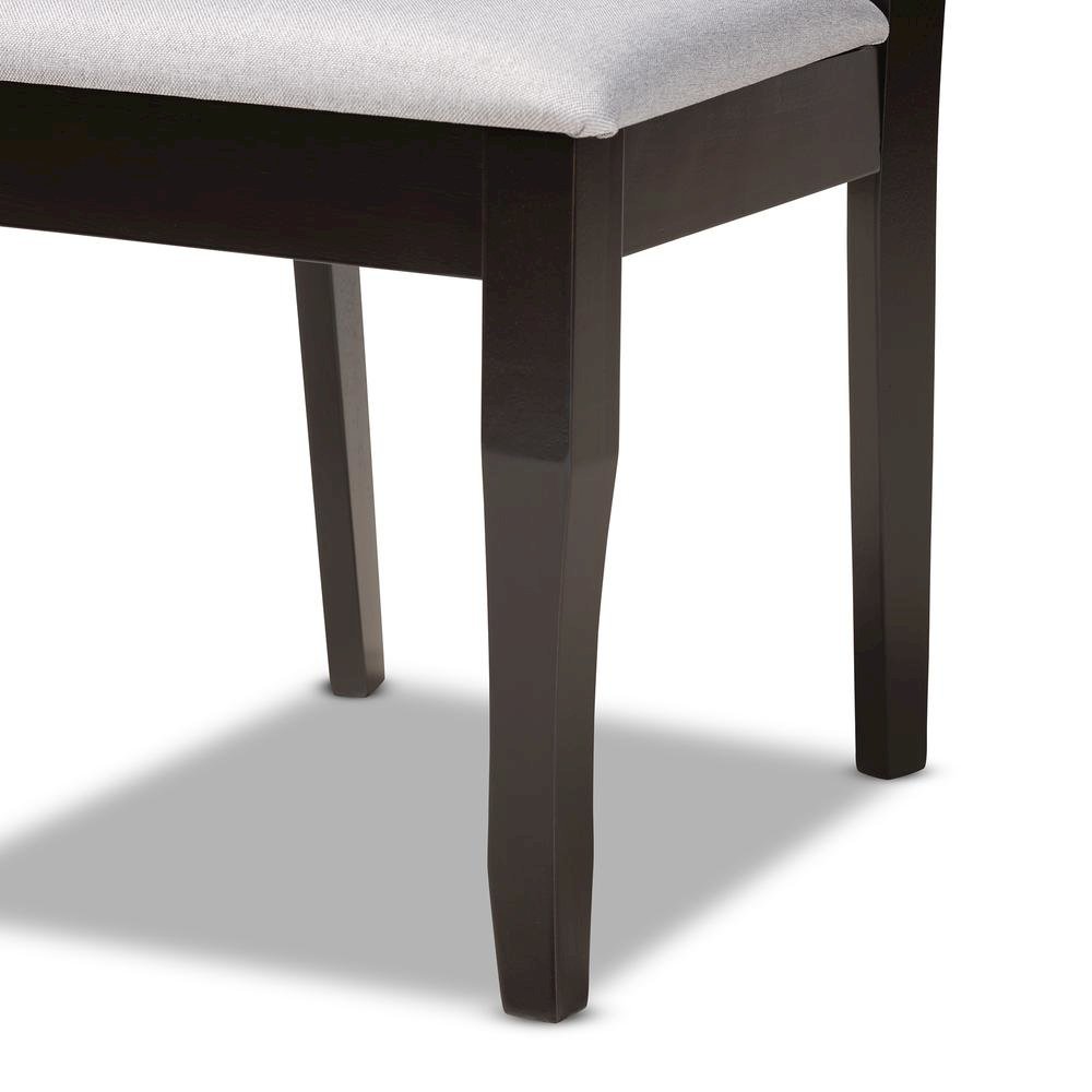 Grey Fabric Upholstered and Dark Brown Finished Wood 7-Piece Dining Set. Picture 15