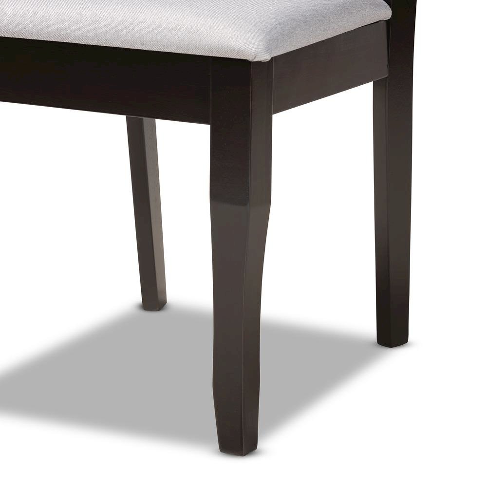 Grey Fabric Upholstered and Dark Brown Finished Wood 2-Piece Dining Chair Set. Picture 13