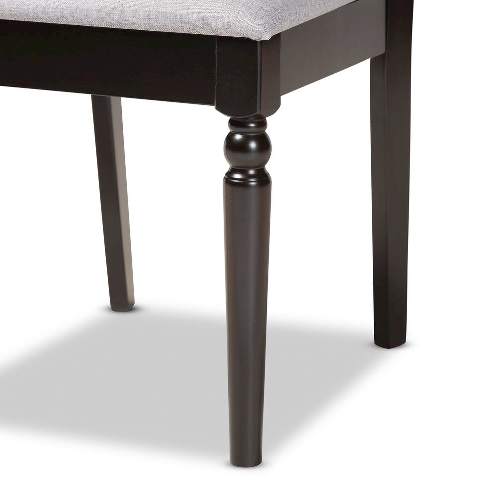Grey Fabric Upholstered and Dark Brown Finished Wood 7-Piece Dining Set. Picture 15