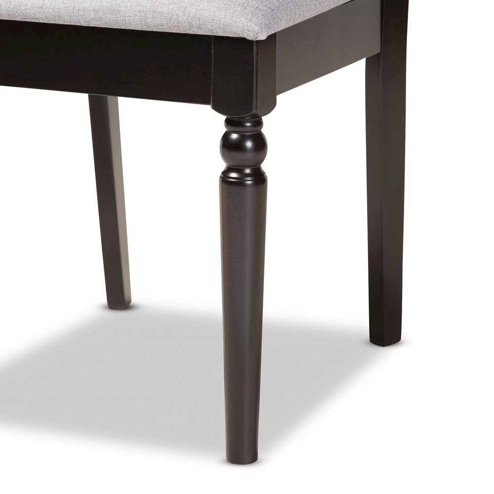 Grey Fabric Upholstered and Dark Brown Finished Wood 2-Piece Dining Chair Set. Picture 13
