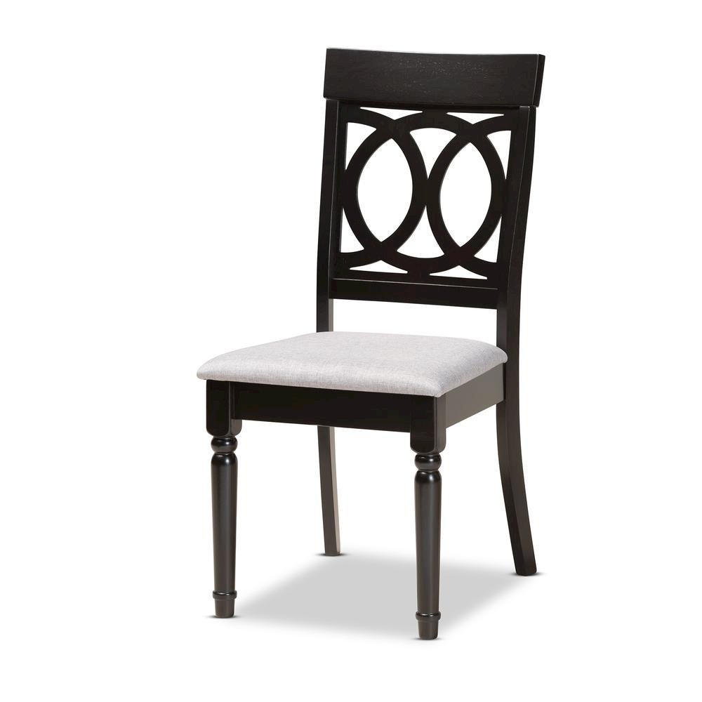 Grey Fabric Upholstered and Dark Brown Finished Wood 7-Piece Dining Set. Picture 11