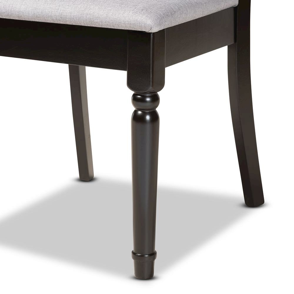 Grey Fabric Upholstered and Dark Brown Finished Wood 7-Piece Dining Set. Picture 15
