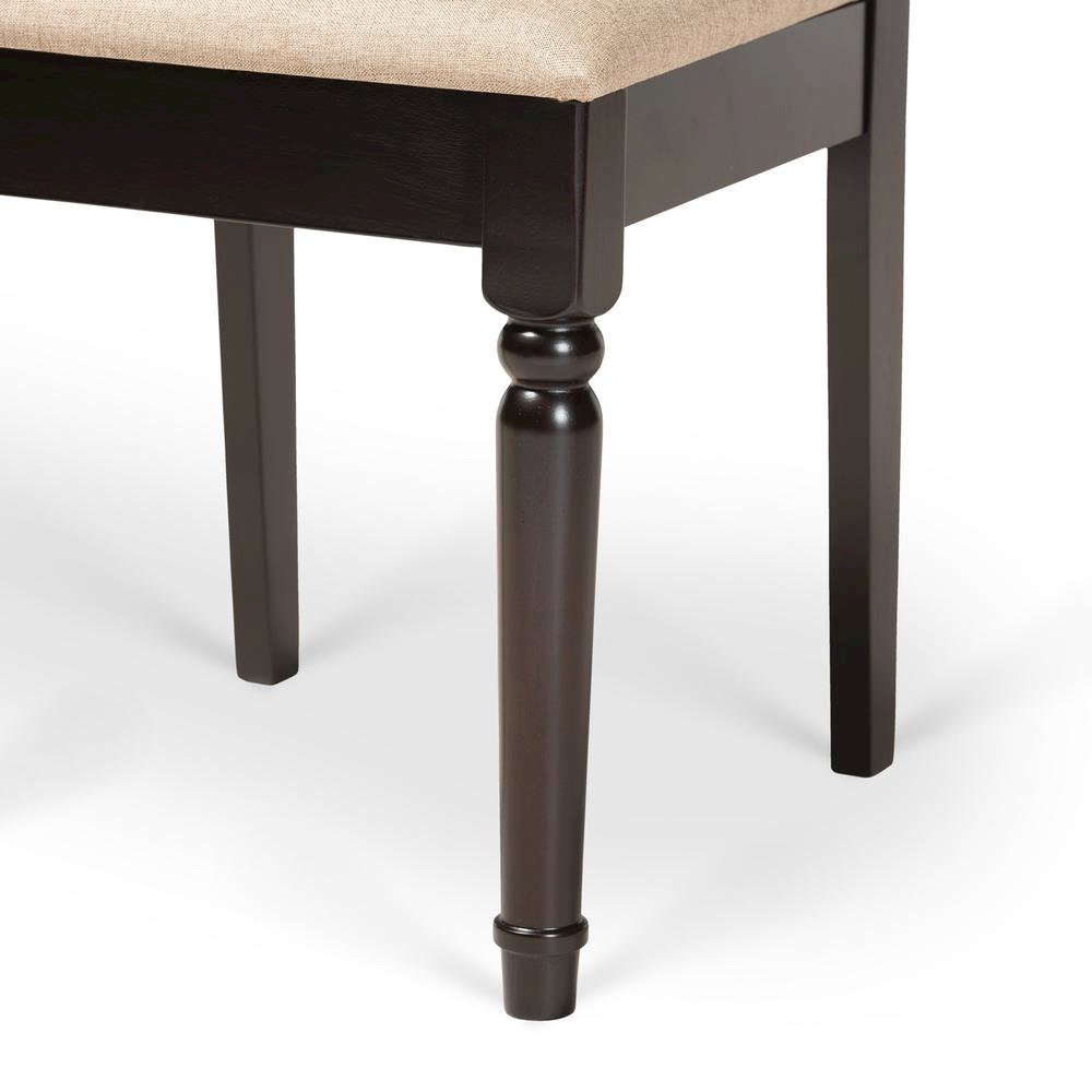 Sand Fabric Upholstered and Dark Brown Finished Wood 7-Piece Dining Set. Picture 15