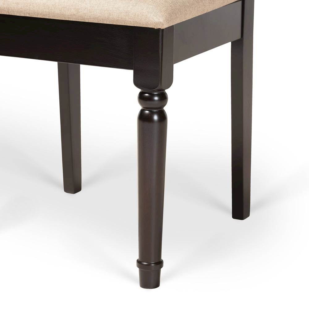 Sand Fabric Upholstered and Dark Brown Finished Wood 2-Piece Dining Chair Set. Picture 13