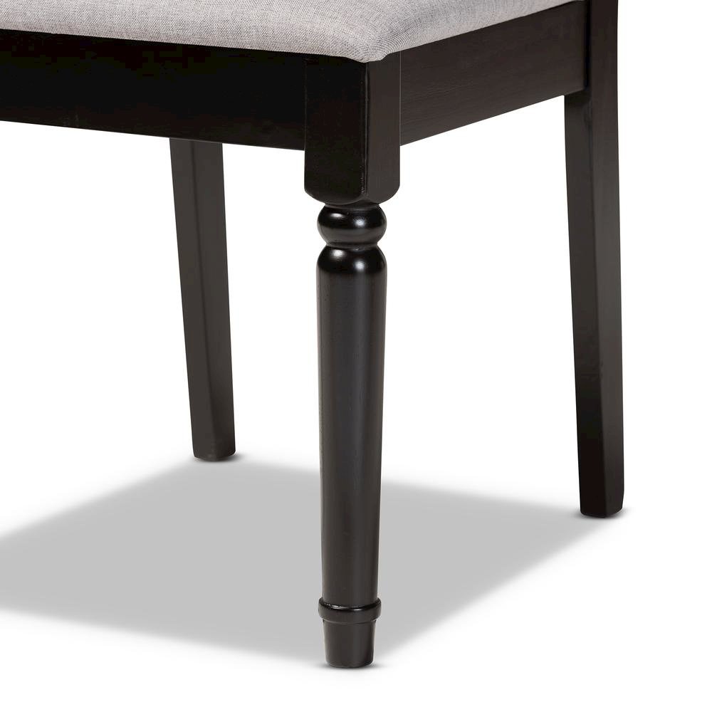 Grey Fabric Upholstered and Dark Brown Finished Wood 7-Piece Dining Set. Picture 15