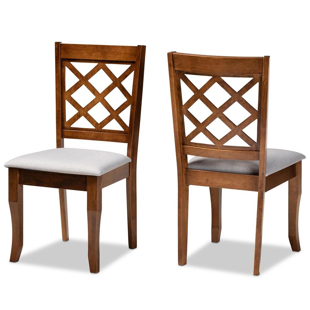 Grey Fabric Upholstered Walnut Finished Wood 2-Piece Dining Chair Set. Picture 9