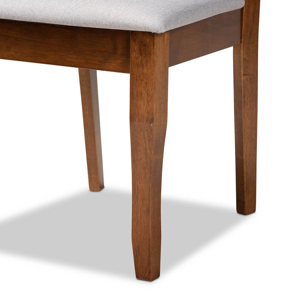 Grey Fabric Upholstered and Walnut Brown Finished Wood 7-Piece Dining Set. Picture 15