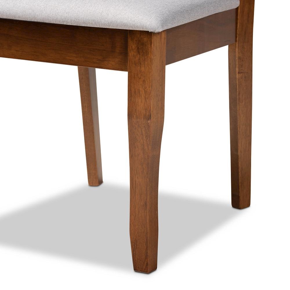 Grey Fabric Upholstered and Walnut Brown Finished Wood 7-Piece Dining Set. Picture 15