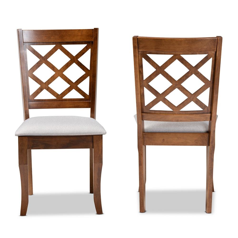 Grey Fabric Upholstered Walnut Finished Wood 2-Piece Dining Chair Set. Picture 10