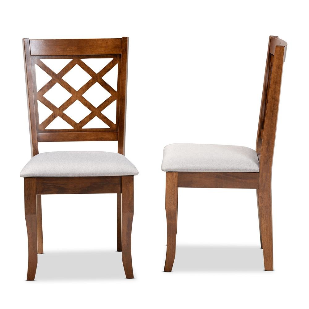 Grey Fabric Upholstered Walnut Finished Wood 2-Piece Dining Chair Set. Picture 11