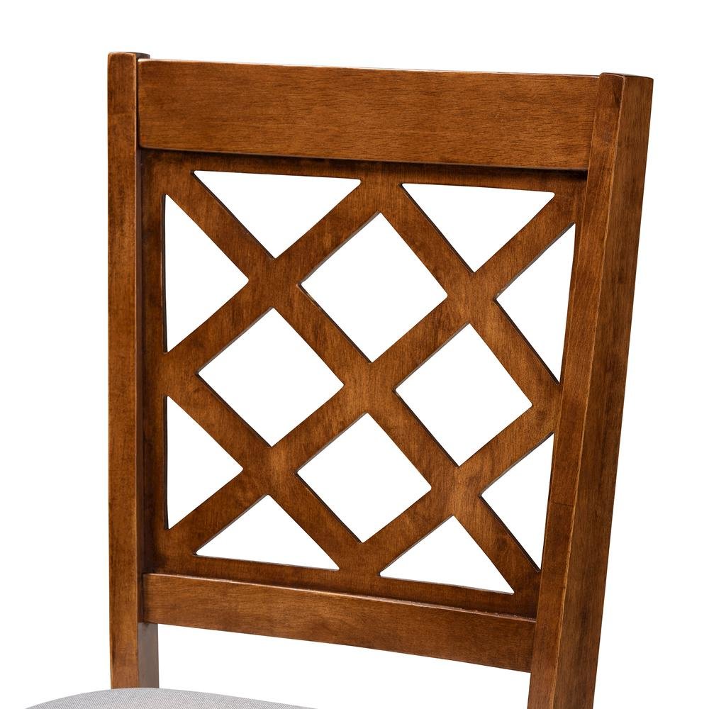Grey Fabric Upholstered Walnut Finished Wood 2-Piece Dining Chair Set. Picture 12