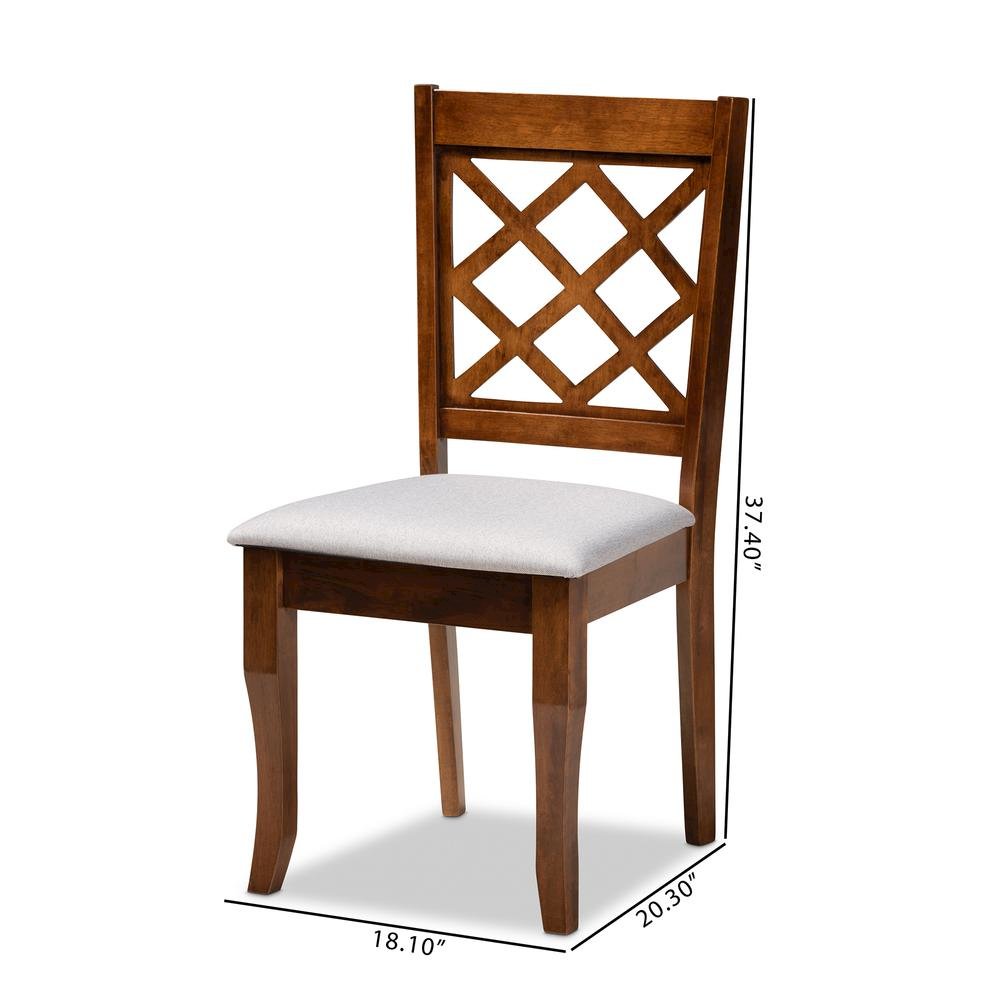 Grey Fabric Upholstered Walnut Finished Wood 2-Piece Dining Chair Set. Picture 16