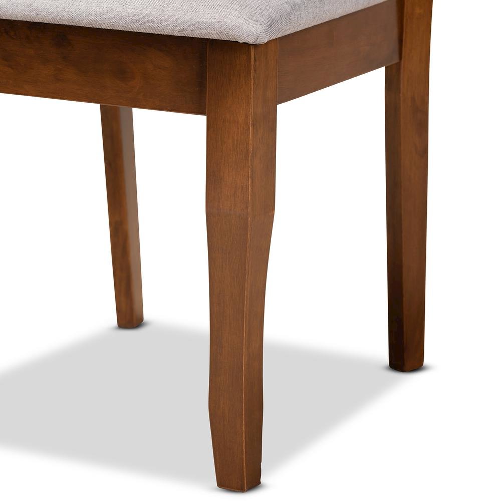 Grey Fabric Upholstered and Walnut Brown Finished Wood 7-Piece Dining Set. Picture 15