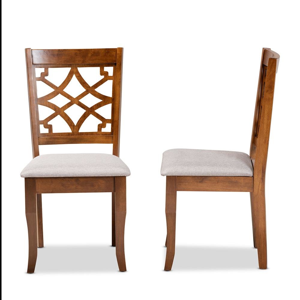 Grey Fabric Upholstered and Walnut Brown Finished Wood 2-Piece Dining Chair Set. Picture 11