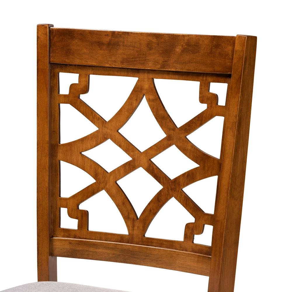 Grey Fabric Upholstered and Walnut Brown Finished Wood 2-Piece Dining Chair Set. Picture 12