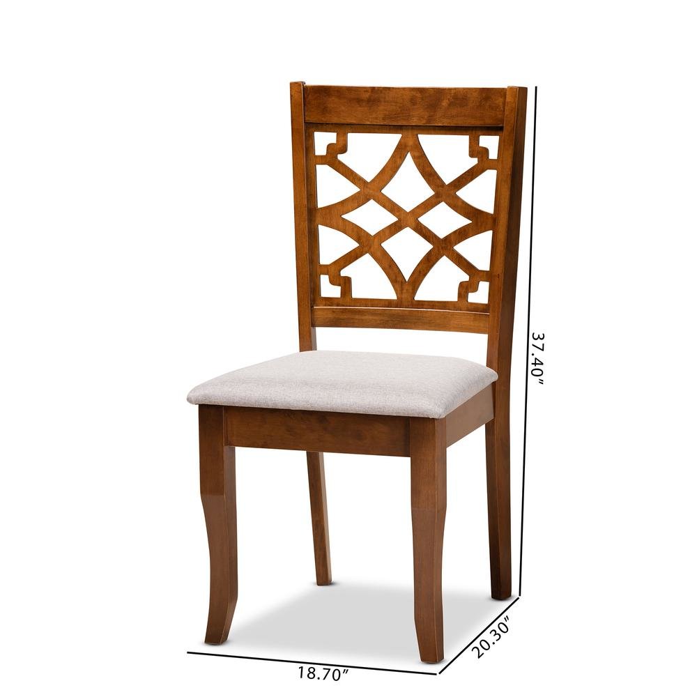 Grey Fabric Upholstered and Walnut Brown Finished Wood 2-Piece Dining Chair Set. Picture 16