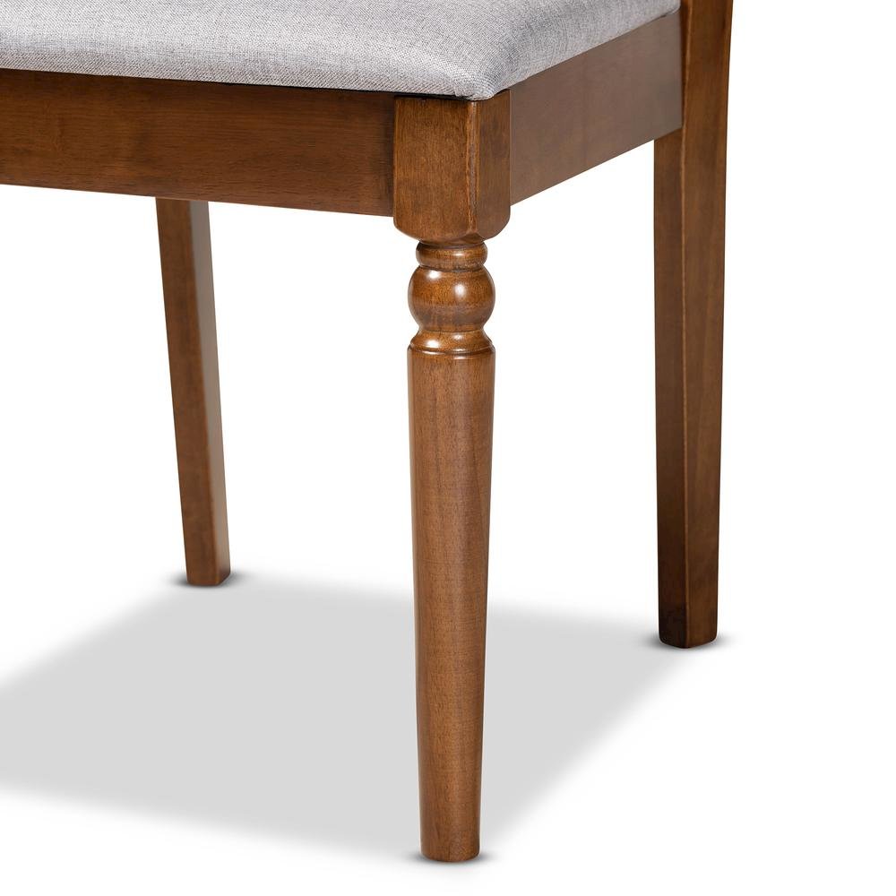 Grey Fabric Upholstered and Walnut Brown Finished Wood 7-Piece Dining Set. Picture 15