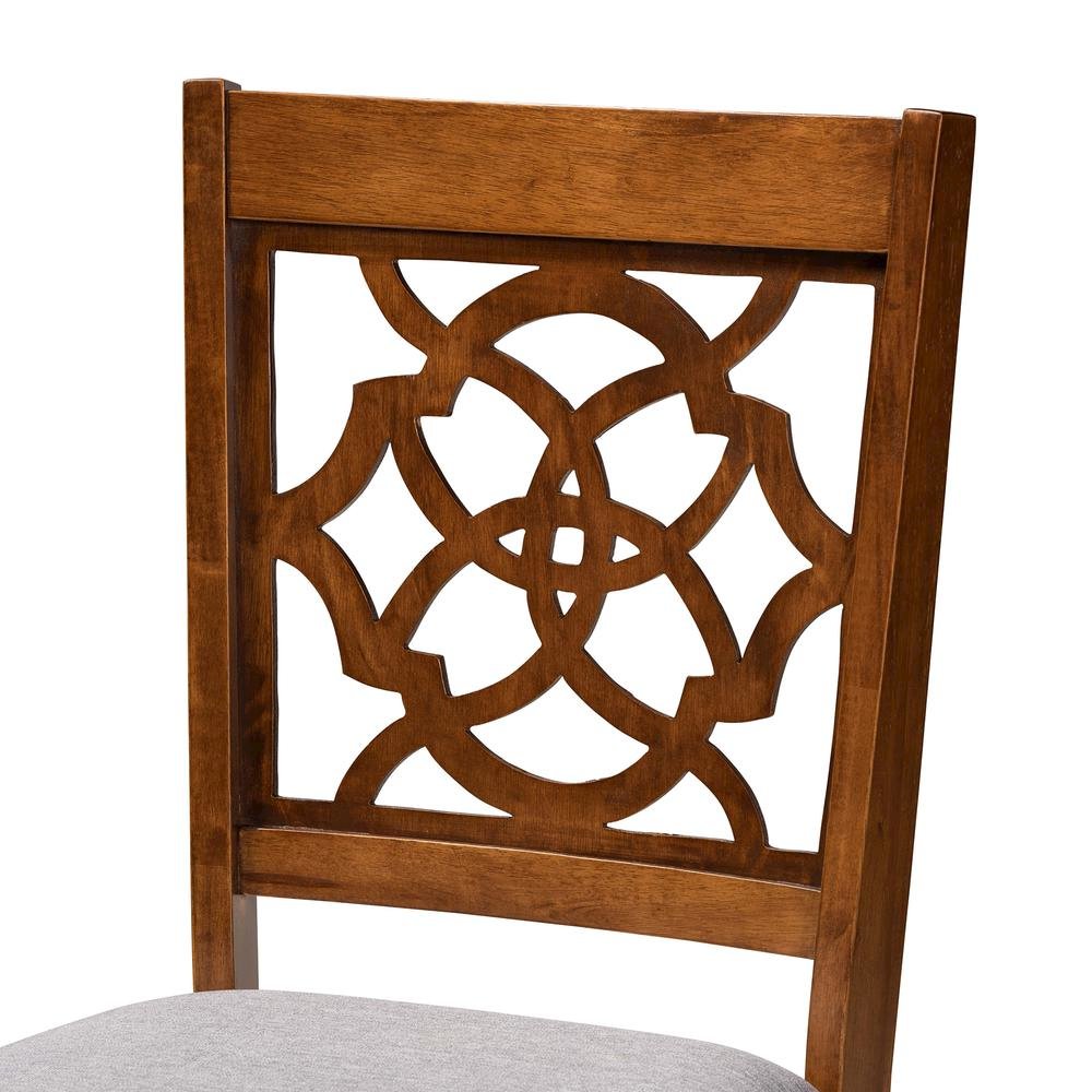 Grey Fabric Upholstered and Walnut Brown Finished Wood 2-Piece Dining Chair Set. Picture 12