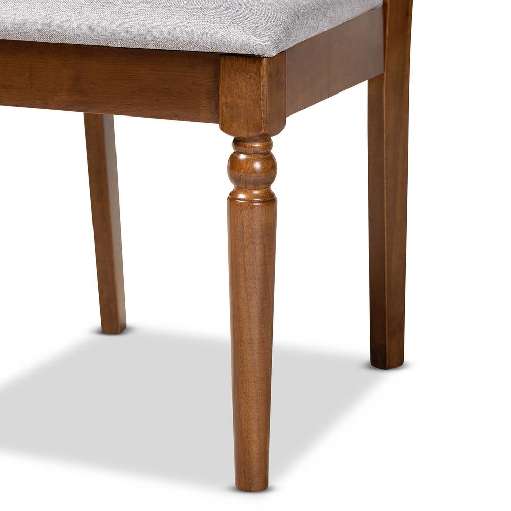 Grey Fabric Upholstered and Walnut Brown Finished Wood 2-Piece Dining Chair Set. Picture 13