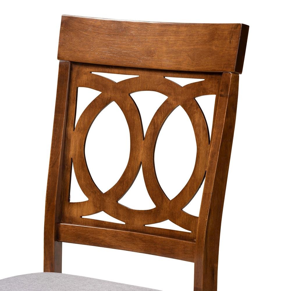 Grey Fabric Upholstered and Walnut Brown Finished Wood 7-Piece Dining Set. Picture 14