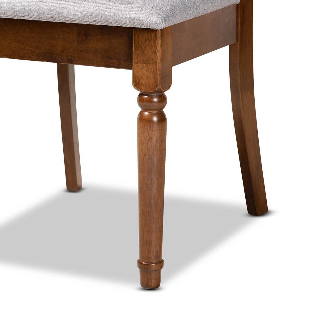 Grey Fabric Upholstered and Walnut Brown Finished Wood 7-Piece Dining Set. Picture 15