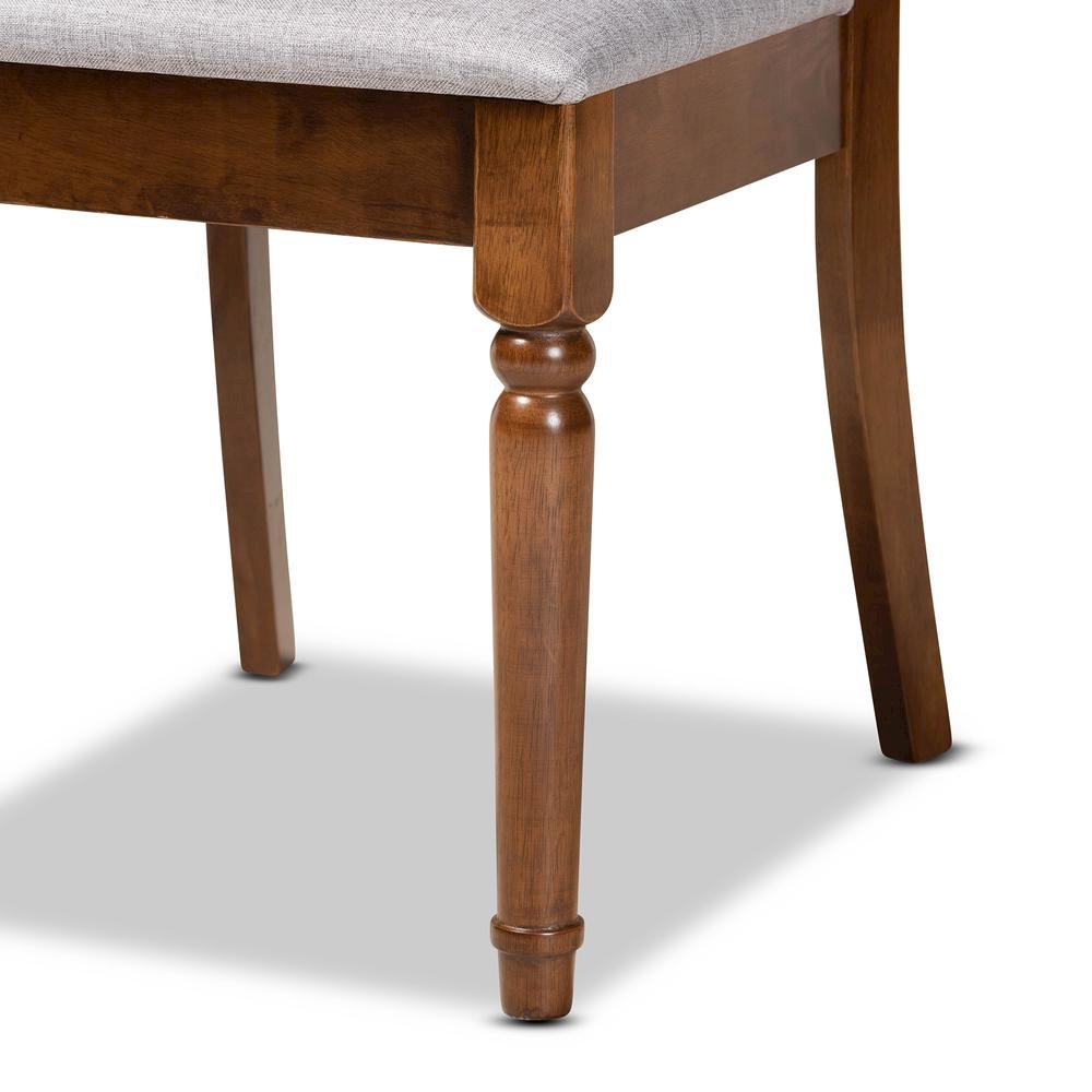 Grey Fabric Upholstered and Walnut Brown Finished Wood 7-Piece Dining Set. Picture 15