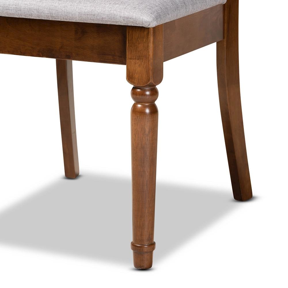 Grey Fabric Upholstered and Walnut Brown Finished Wood 2-Piece Dining Chair Set. Picture 13