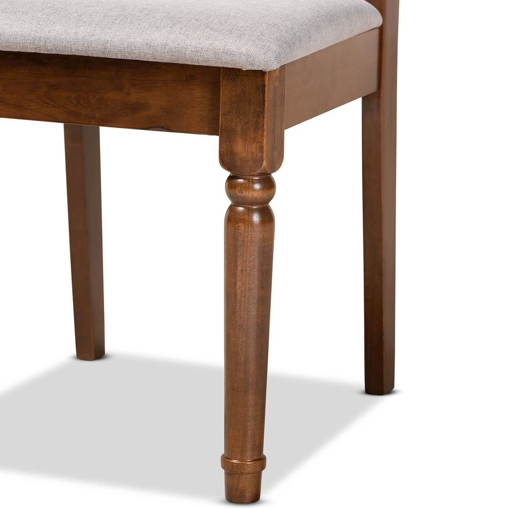 Grey Fabric Upholstered and Walnut Brown Finished Wood 2-Piece Dining Chair Set. Picture 13