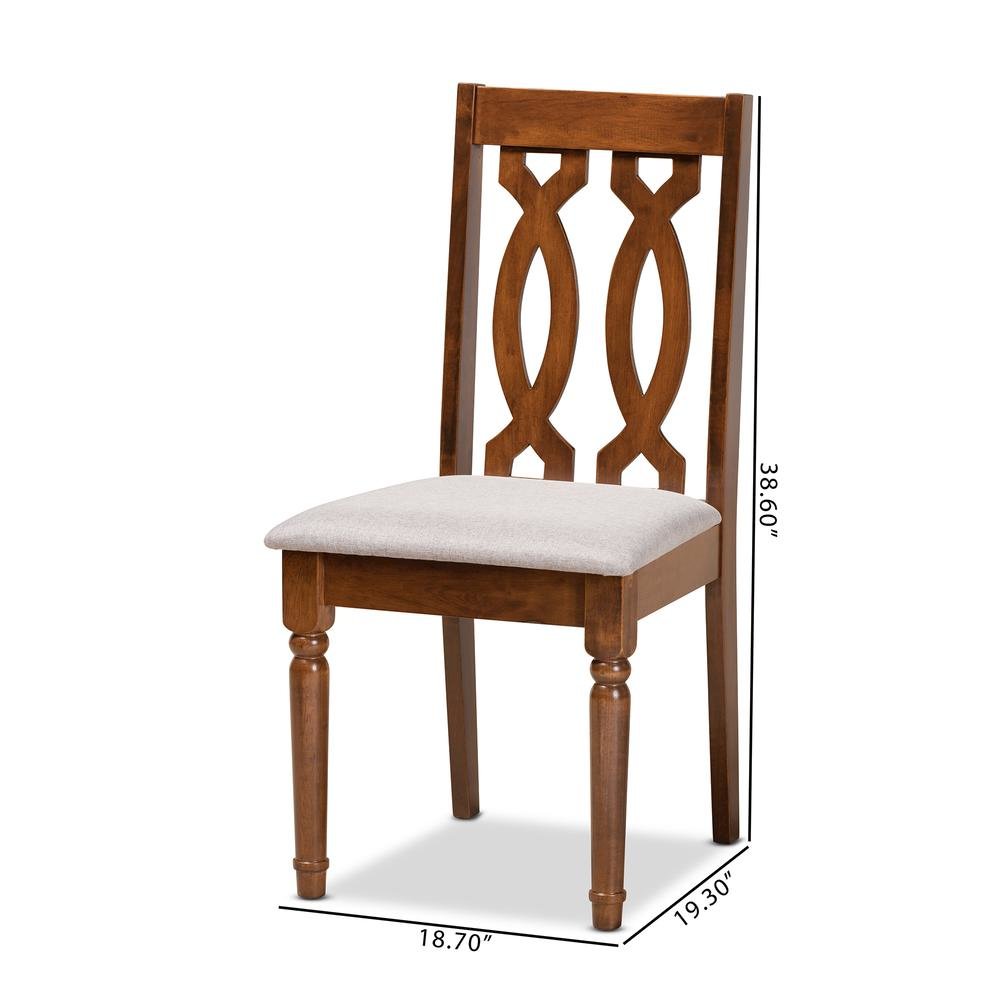 Grey Fabric Upholstered and Walnut Brown Finished Wood 2-Piece Dining Chair Set. Picture 16