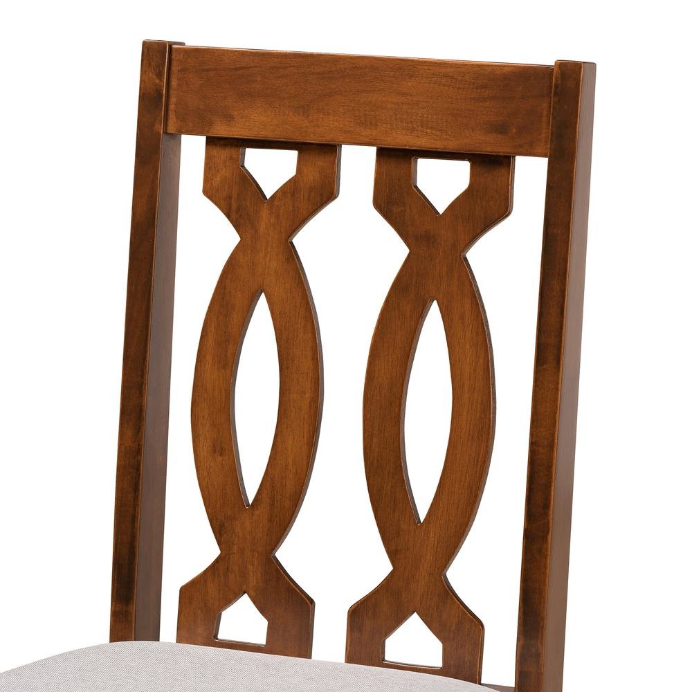 Grey Fabric Upholstered and Walnut Brown Finished 5-Piece Wood Dining Set. Picture 14
