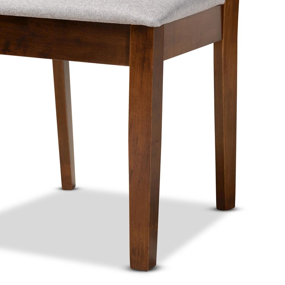 Grey Fabric Upholstered and Walnut Brown Finished Wood 7-Piece Dining Set. Picture 15