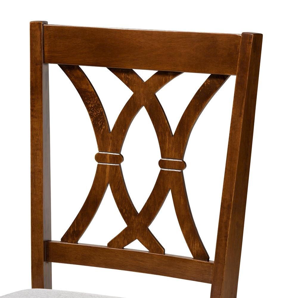 Grey Fabric Upholstered and Walnut Brown Finished Wood 7-Piece Dining Set. Picture 14