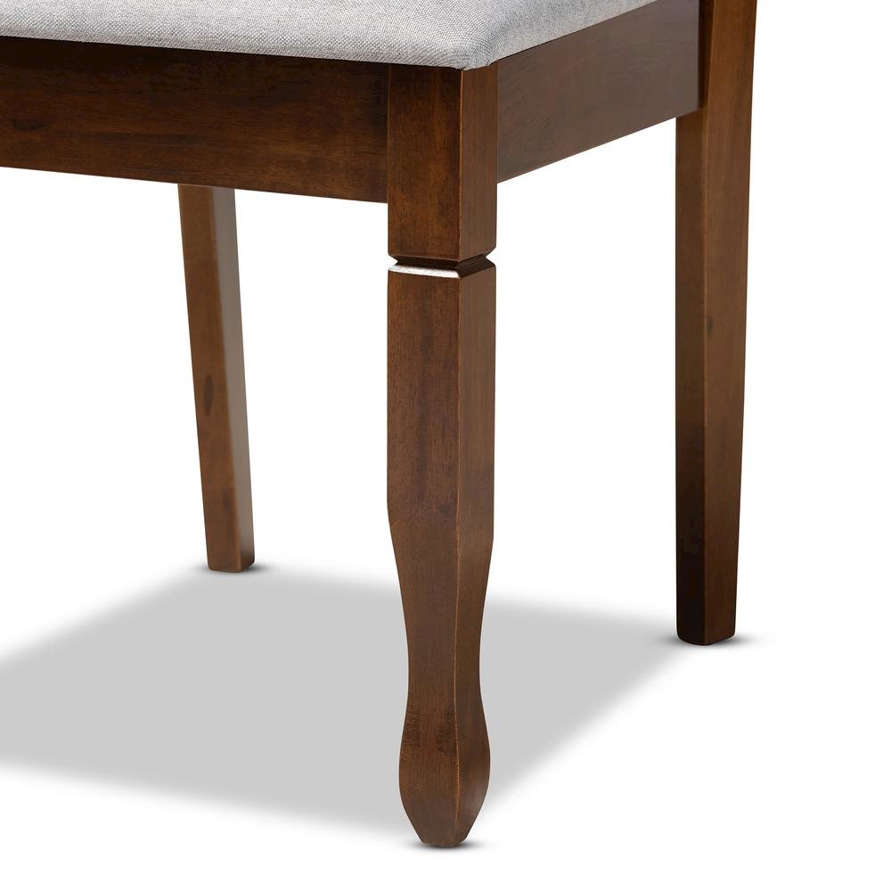 Grey Fabric Upholstered and Walnut Brown Finished Wood 7-Piece Dining Set. Picture 15